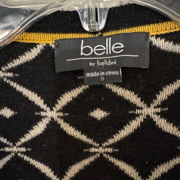 Belldini Cream and Black Cardigan with Yellow Accents - Picture 4 of 7